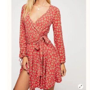 Free People Pradera Floral Faux Wrap Mini Dress - Size M